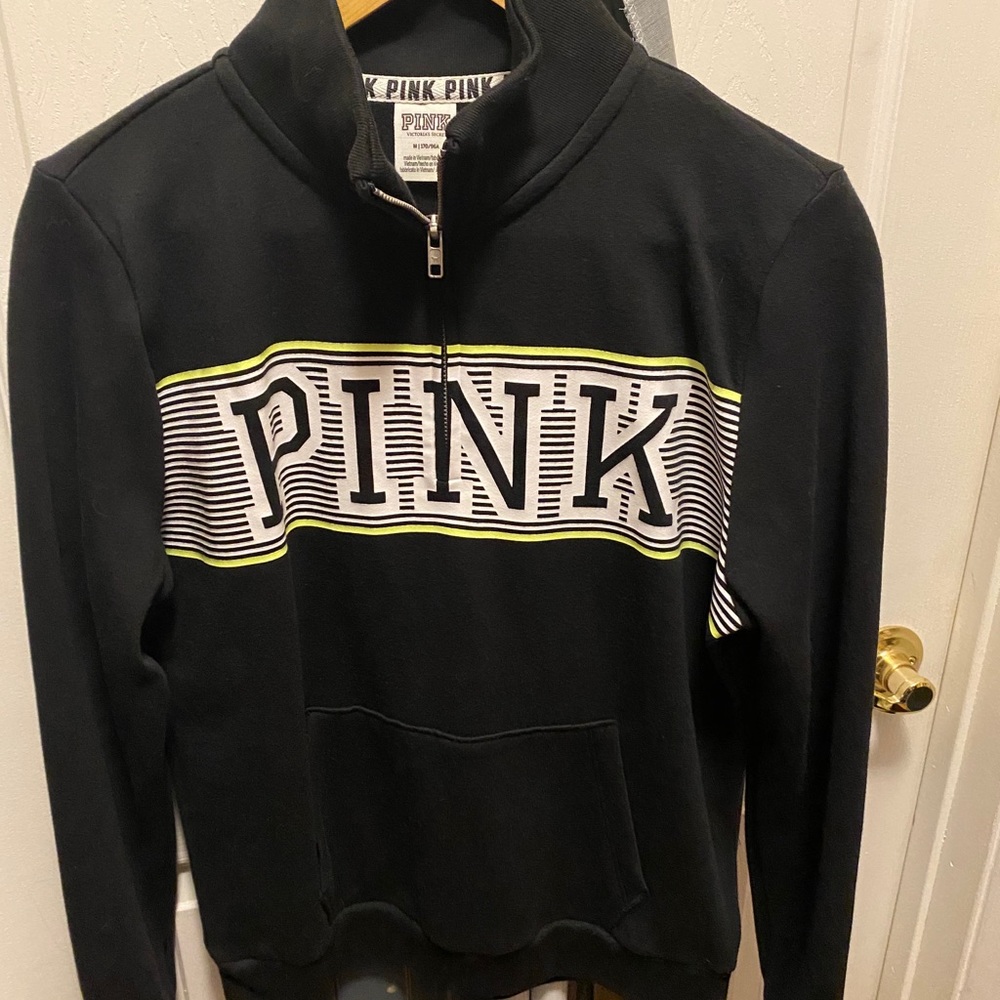 Brand new never work PINK black quarter zip up - Picture 2 of 2